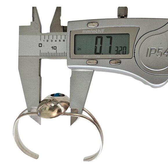 Sterling Silver Turquoise Color Stone Shadow Box Cuff Bracelet L148 - Picture 12 of 13